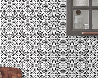 Moroccan Monochrome Kitchen and Bathroom Backsplash - Removable Vinyl Wallpaper - Peel & Stick Backsplash Panel