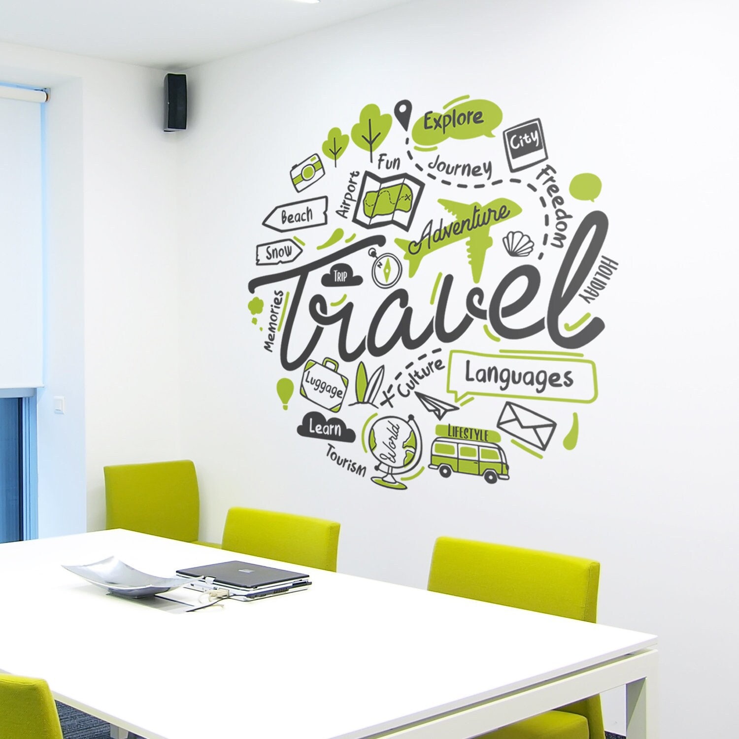 Travel Word Cloud Wall Decal - Travel Wall Quote - Travel Love Quotes Wall Decals - Travel Lover Gift - Travel Vinyl Wall Stickers