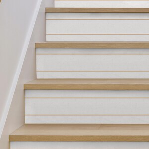 Single Line Stair Riser Stickers - Pack of 6 Removable Stair Riser Tile Decals - Peel & Stick Stair Riser Deco Strips - 48&quot; long
