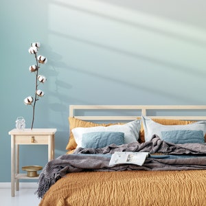 Farbverlauf Blau Wandbild, Abnehmbare Tapete, Schälen und Aufkleben, Traditionelle Tapete, Puderzimmer Wandpapier, Blaues Ombre Wandbild