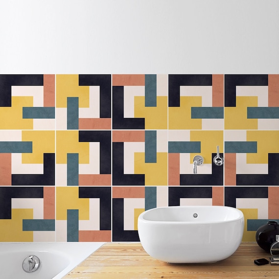 Retro Tiles Wall Stickers For Bathroom Kitchen Tile Stickers Decor