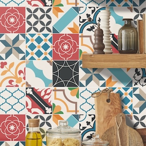 Spanish Mediterranean Kitchen and Bathroom Backsplash - Removable Vinyl Wallpaper - Peel & Stick Backsplash Panel