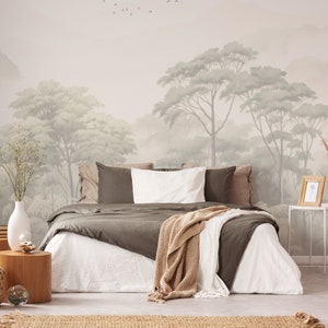 Papier peint aquarelle arbre : papier peint traditionnel à coller