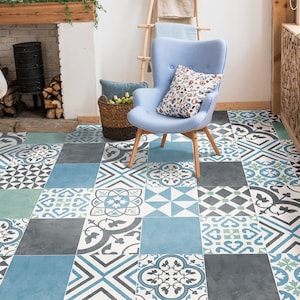 Portuguese Pastel Vinyl Floor Tile Sticker Panel, Peel and Stick Decal, Vinyl Floor Tile Sticker, Floor decals, Carreaux
