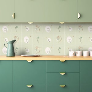 Moongirl Soft Olive Tile Decals - Self-Adhesive Wall & Floor Tile Stickers - PACK OF 12