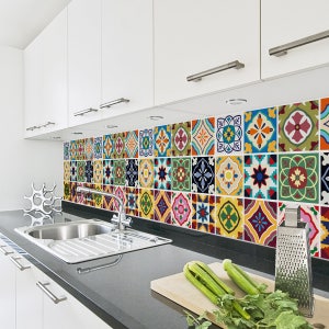 Talavera Tile Decals - Self-Adhesive Wall & Floor Tile Stickers - PACK OF 12