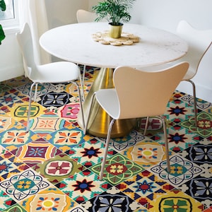 Talavera Vinyl Floor Tile Sticker Panel, Peel and Stick Decal, Vinyl Floor Tile Sticker, Floor decals, Carreaux