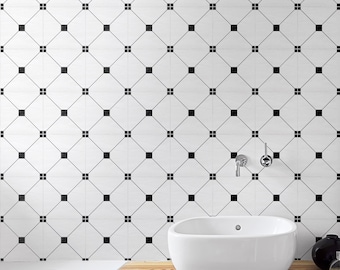 Square Black Kitchen and Bathroom Backsplash Peel and Stick Roll - Wall Decor - Self Adhesive Vinyl Wallpaper