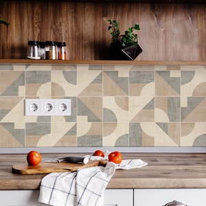 Geometric Sand Backsplash Peel & Stick Tiles Roll - Wall Decor - Crédence adhésive - Backsplash Decals - Self Adhesive Vinyl Wallpaper