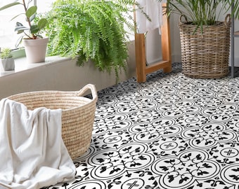 Moroccan Monochrome Vinyl Floor Tile Sticker Panel, Peel and Stick Decal, Vinyl Floor Tile Sticker, Floor decals, Carreaux de Ciment