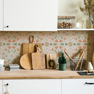 Fez Green Kitchen and Bathroom Backsplash Panel, removable washable wallpaper, peel and stick wallpaper, FEGR001