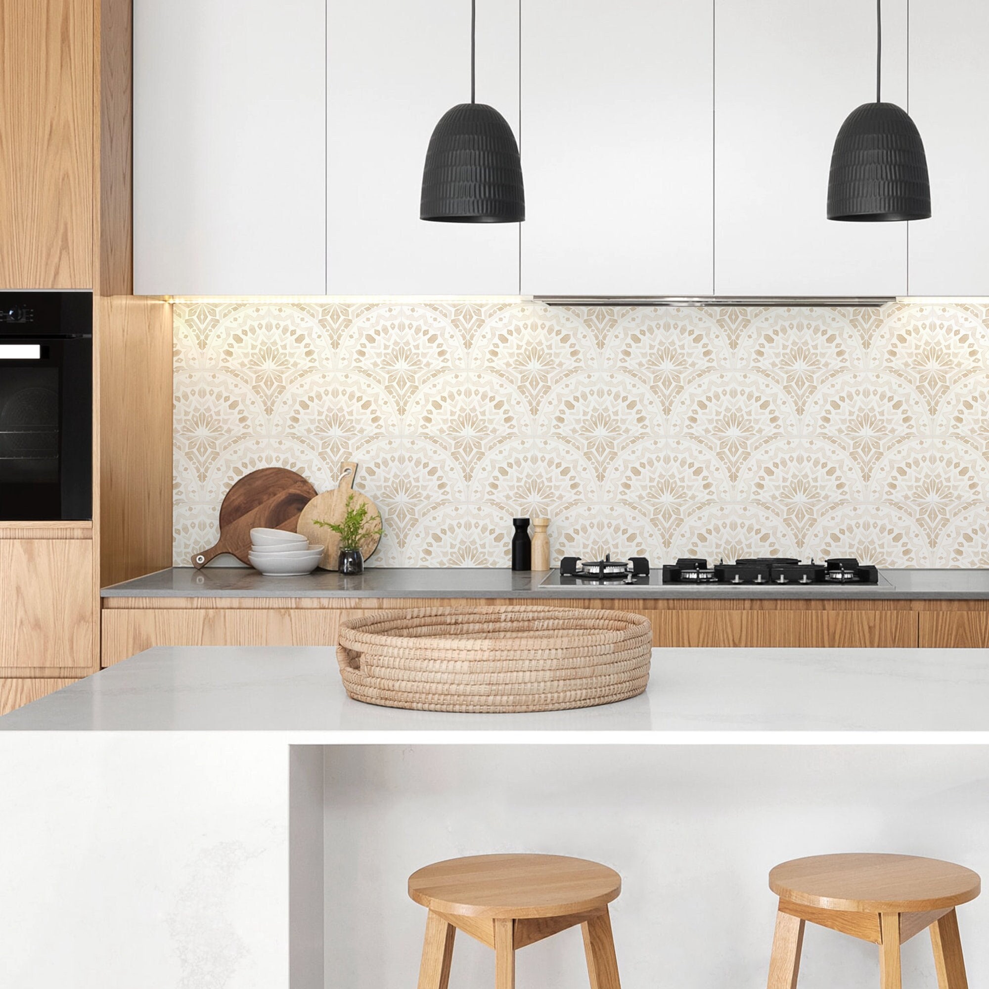 Tangier Sand Kitchen and Bathroom Backsplash Panel, removable washable wallpaper, peel and stick wallpaper, TASA001