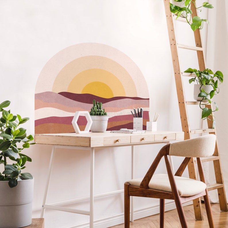 Mountain Sunset Arch Decal Arch Headboard Wall Decal Arch image 2