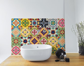 Mexican Talavera Tiles - Wall - Stairs - Tile Stickers - Removable Kitchen Bathroom Decal - PACK OF 24