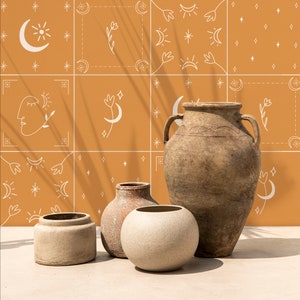 Moongirl Solid Honey Tile Decals - Self-Adhesive Wall & Floor Tile Stickers - PACK OF 12