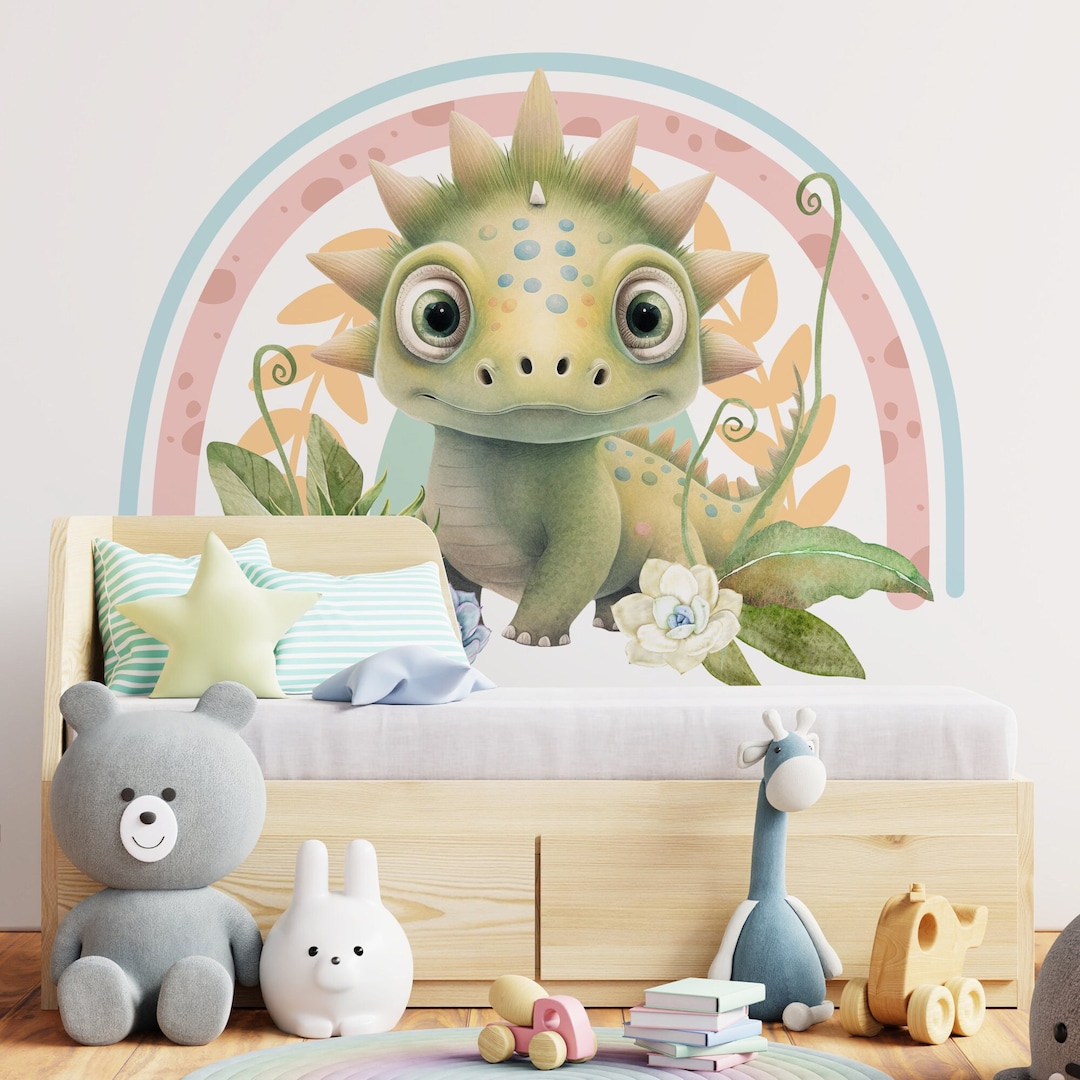 Baby Dino Rainbow Decal - Wall Decal for Kids / Dinosaurs / Rainbow ...