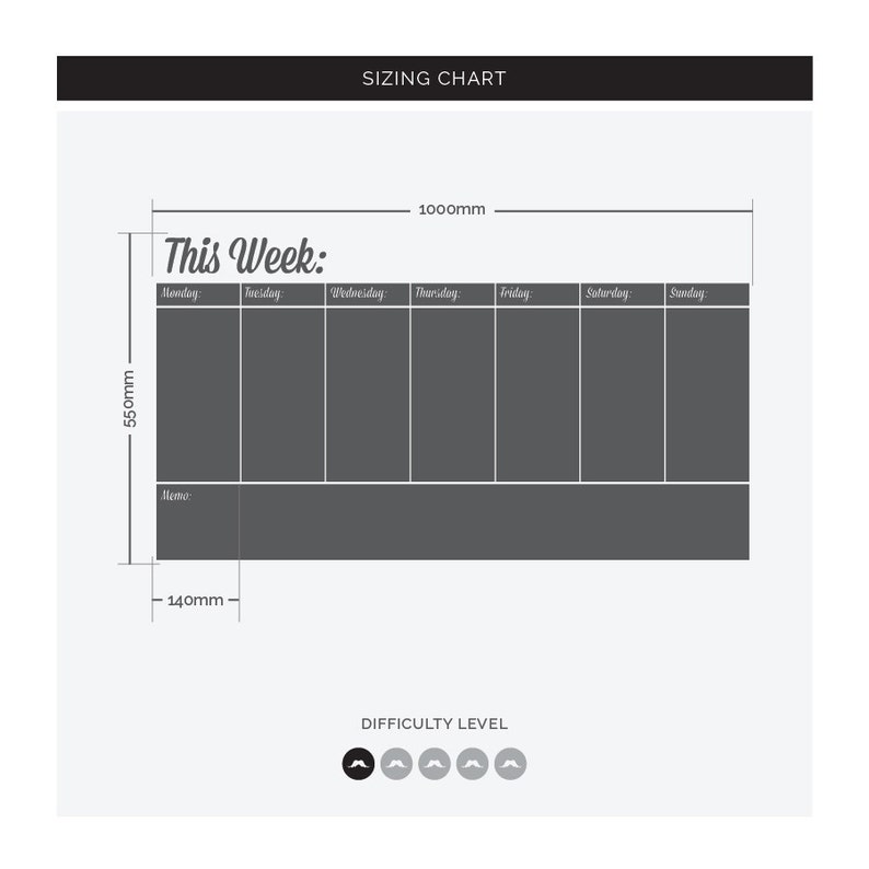 Write and Erase Weekly Calendar Weekly Planner Chalk Pen Included Calendar Vinyl Wall Sticker