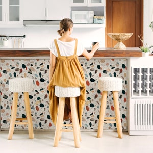 Kitchen and Bathroom Splashback Panel - Removable Vinyl Wallpaper - Terrazzo Classic - Peel & Stick - Backsplash Stickers