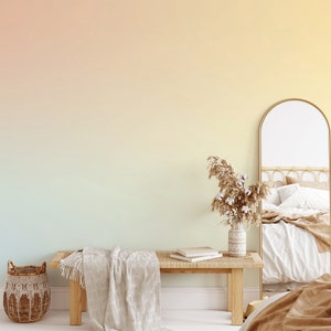 Farbverlauf Sonnenaufgang Wandbild, Abnehmbare Tapete, Schälen und Aufkleben, Traditionelle Tapete, Puderzimmer Wandpapier, Sonnenaufgang Wandbild