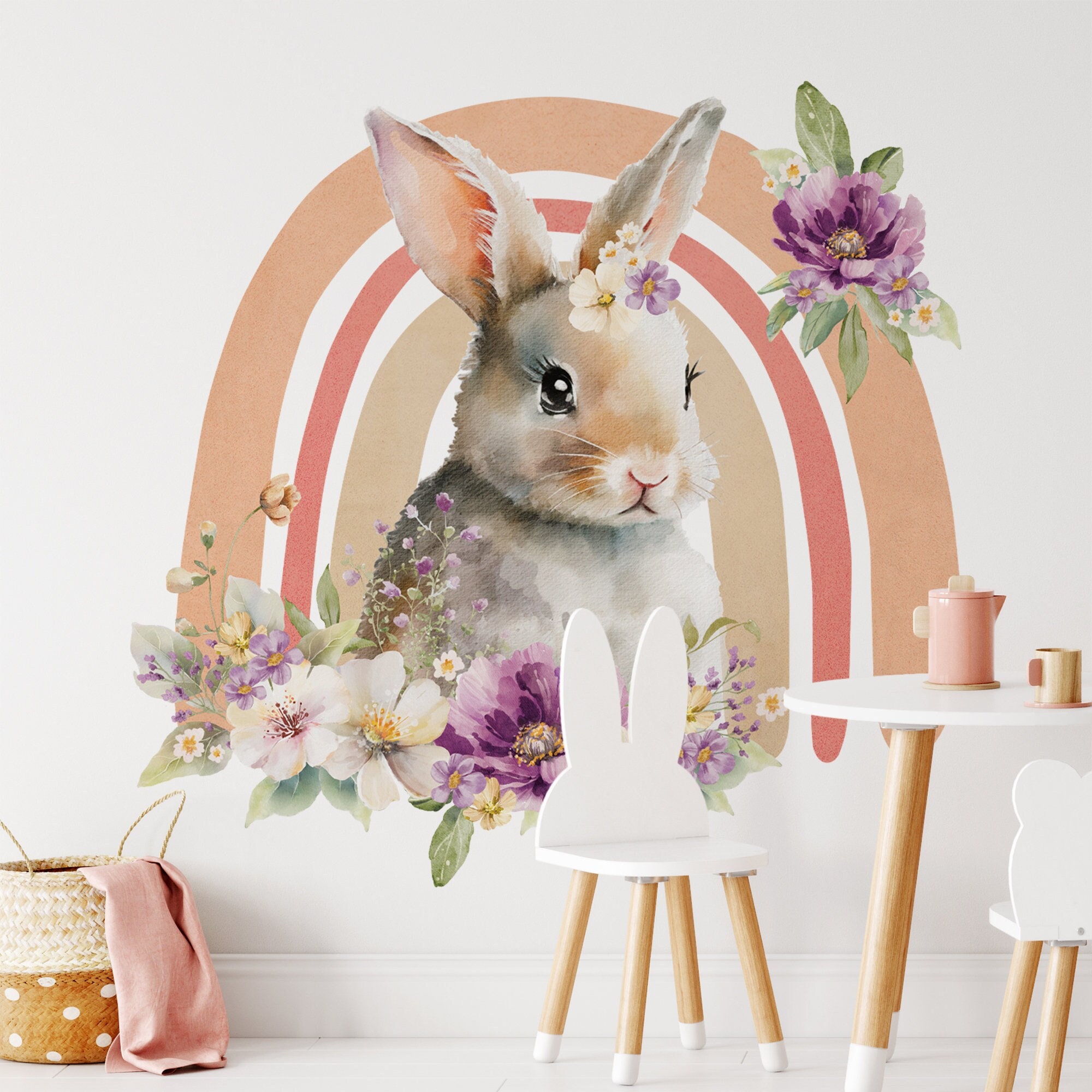 Patterned Rabbit Wall Decals fabric Stickers, Not Vinyl 