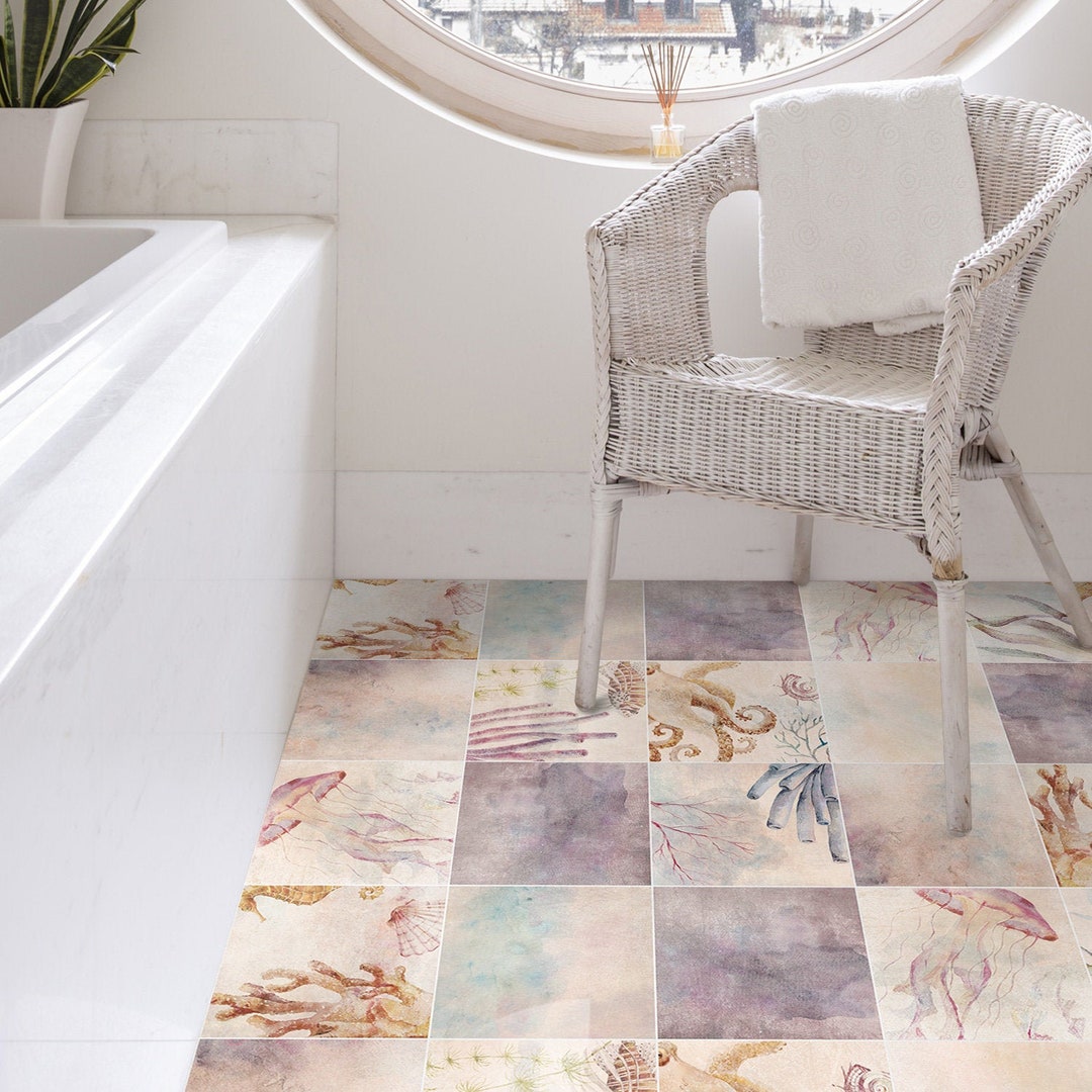 Underwater Floor Tile Sticker Panel, Peel and Stick Decal, Vinyl Floor ...