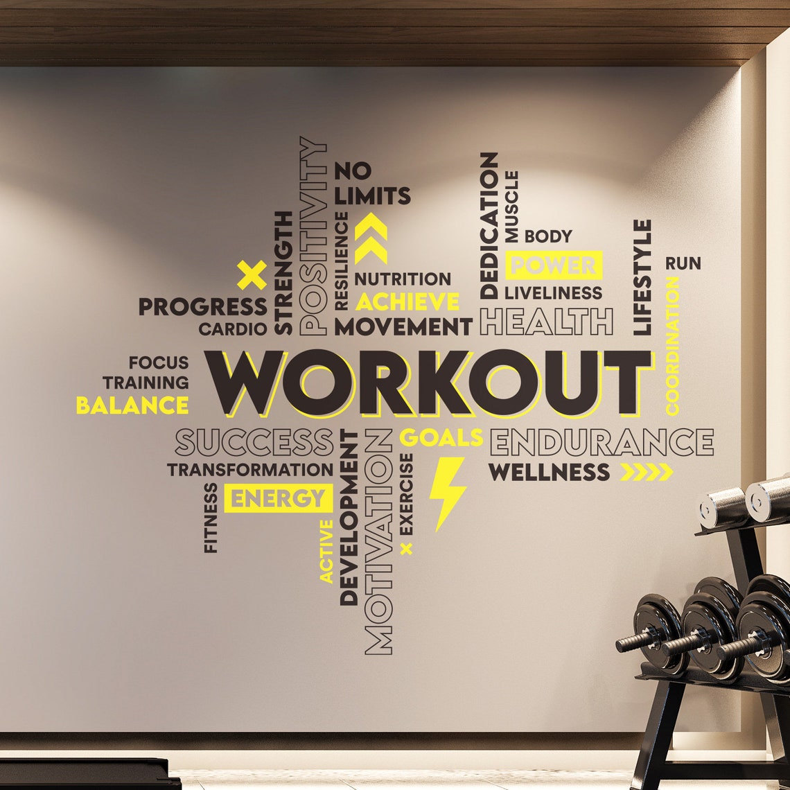 Workout Vinyl Gym Wall Decal Inspirational Words Gym Decal - Etsy