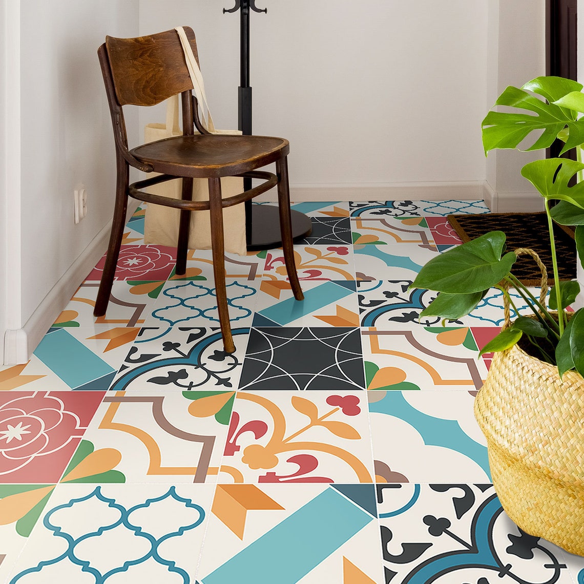 Spanish Mediterranean Vinyl Floor Tile Sticker Panel Peel and Etsy