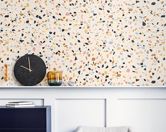 Panneau dosseret de cuisine et salle de bain en terrazzo, papier peint amovible en terrazzo, mur en terrazzo, vinyle amovible, papier peint pelable et collant