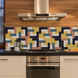 Retro Inspired Tiles Backsplash Peel and Stick in Roll - Wall Decor - Backsplash Decals - Self Adhesive Vinyl Wallpaper
