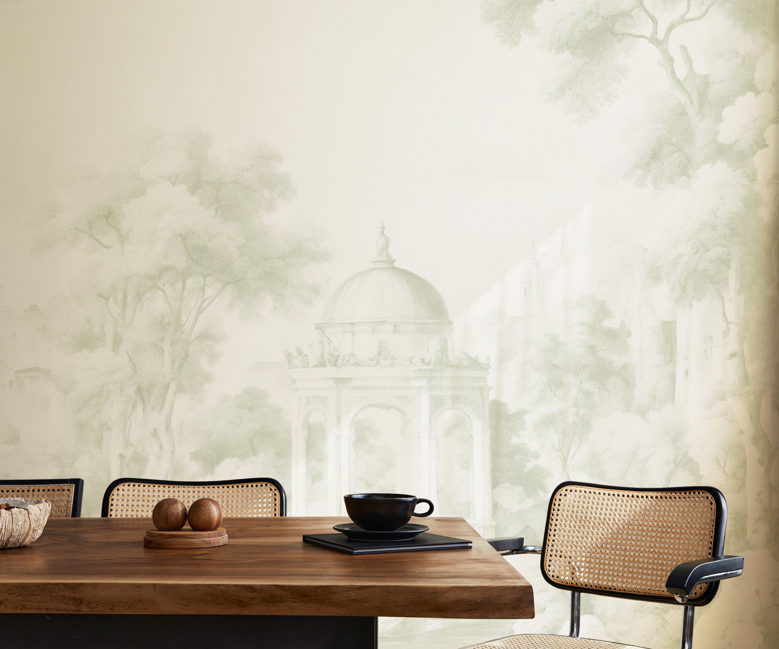 French Antique Sage Subtle wallpaper, Repositionable, Landscape, Watercolour wall mural, Painting, Peel and stick, Vintage, French Country