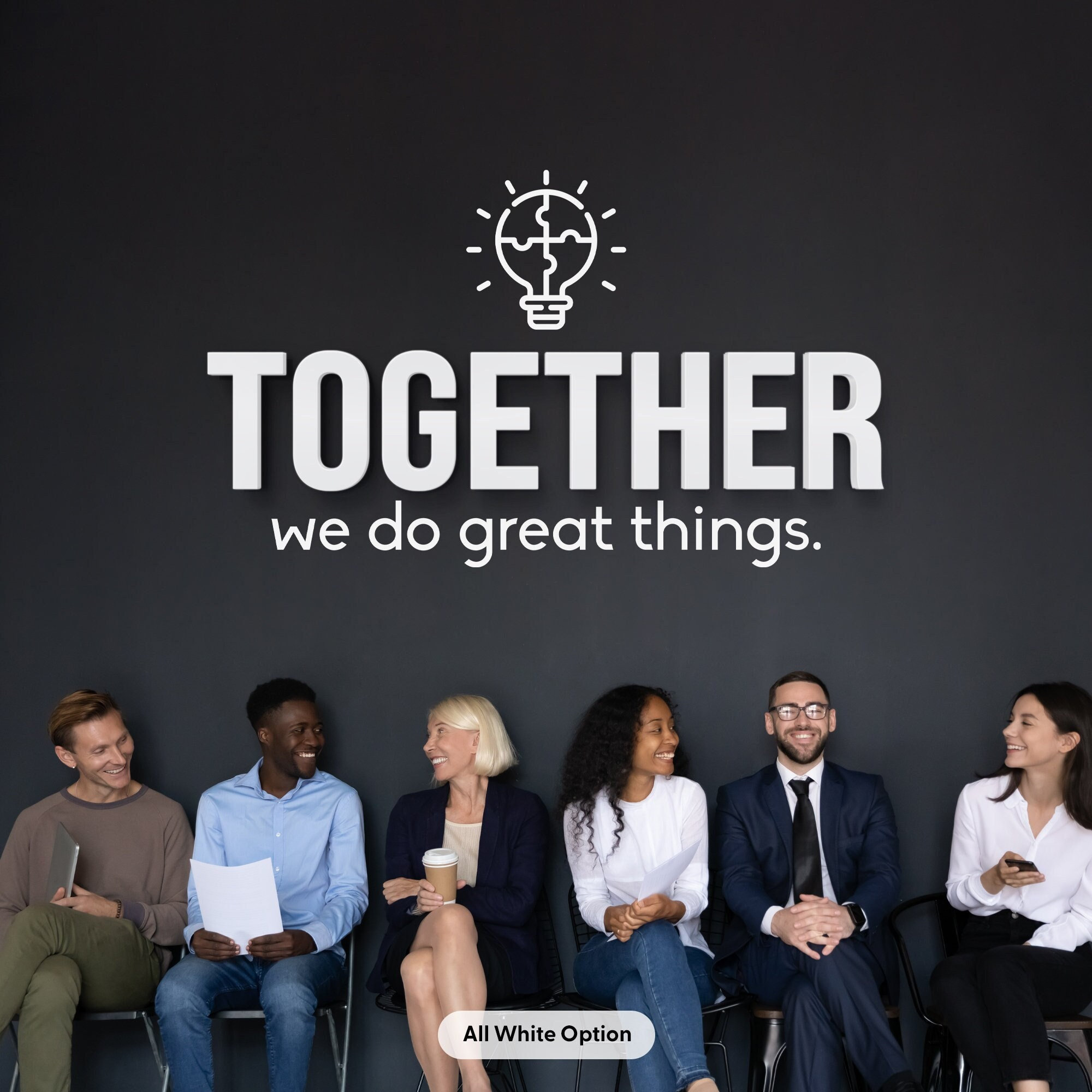 Together We Do Great Things 3D Office Decor, 3D, Office Wall Art, Typography Decor, Office Motivational Quotes, Office Inspirational Decal