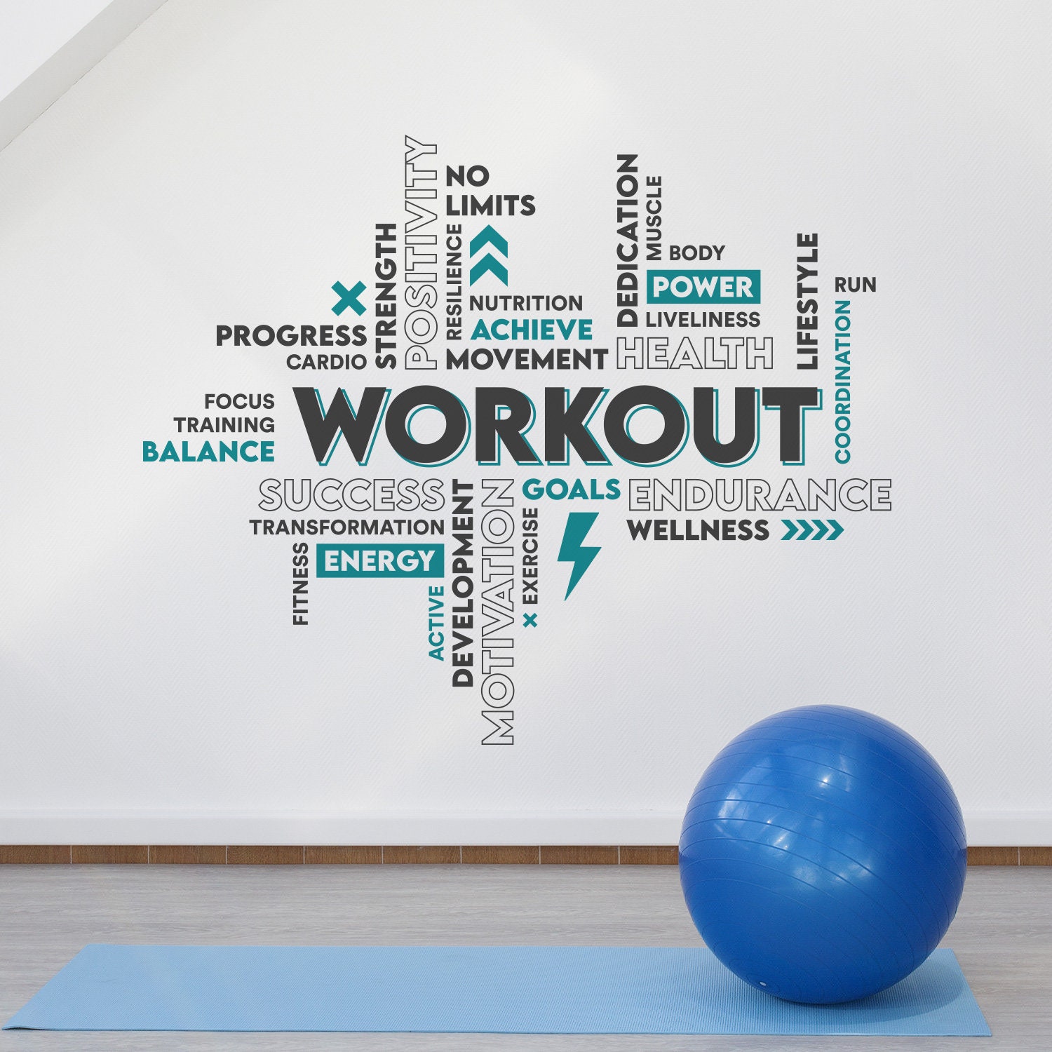Workout Vinyl Gym Wall Decal Inspirational Words Gym Decal Etsy