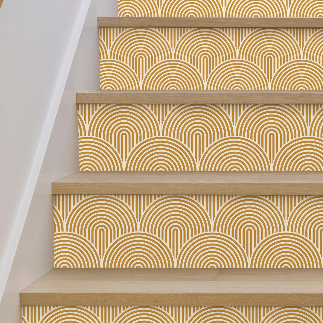 Stair Riser Line Boho Lines Stair Riser Decals: Mustard Peel & Stick Strips (48