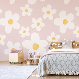 Gänseblümchen-Garten Wandbild, abnehmbare Tapete, selbstklebend, schälen und aufkleben, Traditionelles Papier, Blumen Wandbild