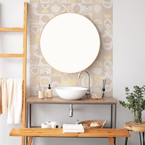 Terrazzo Shapes Sand Kitchen and Bathroom Backsplash Panel, removable washable wallpaper, peel and stick wallpaper, TESH003