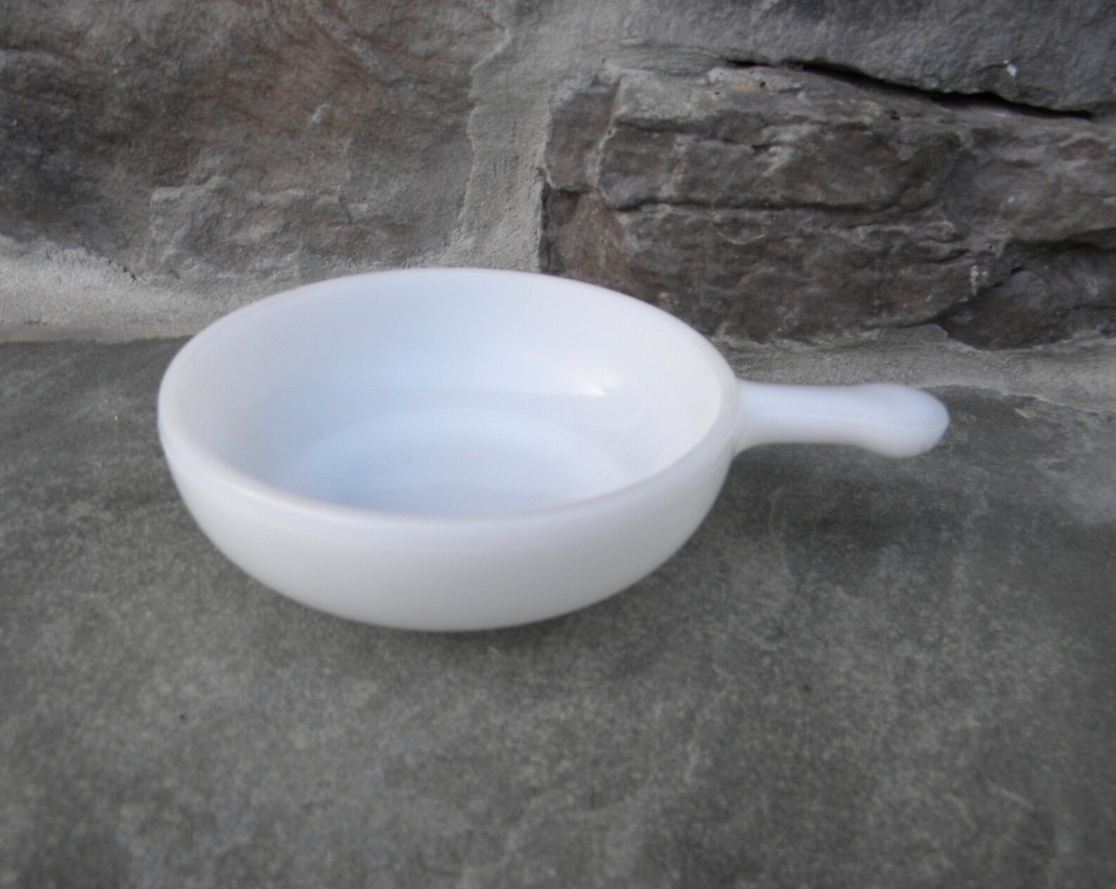 Vintage White Soup Bowl With Handle / by Glasbake / Individual Etsy
