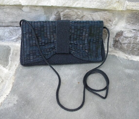 Vintage Hand Beaded Black Evening Bag / by La Reg… - image 4