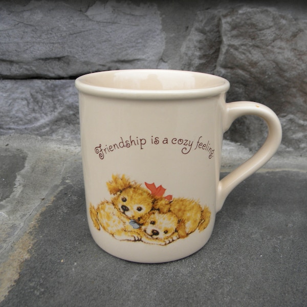 Hallmark Friendship Mug With Puppies / Made in Japan / Mug Mates / Friendship is a Cozy Feeling / Friendship Warms The Heart