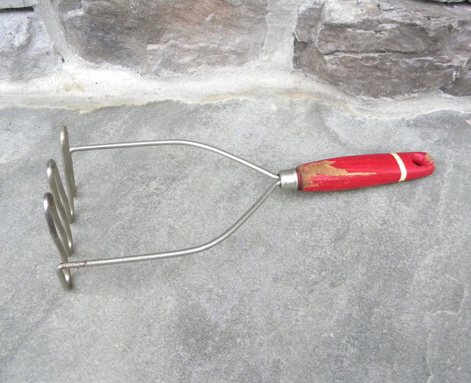 Vintage Red Wood Handled Potato Masher / Retro Red Kitchen Etsy