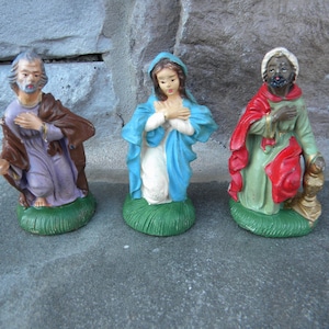 60&#39;s Vintage Fontanini Figurines / Mary, Joseph, Wise Man / Fontanini Nativity / Fontanini Nativity Display