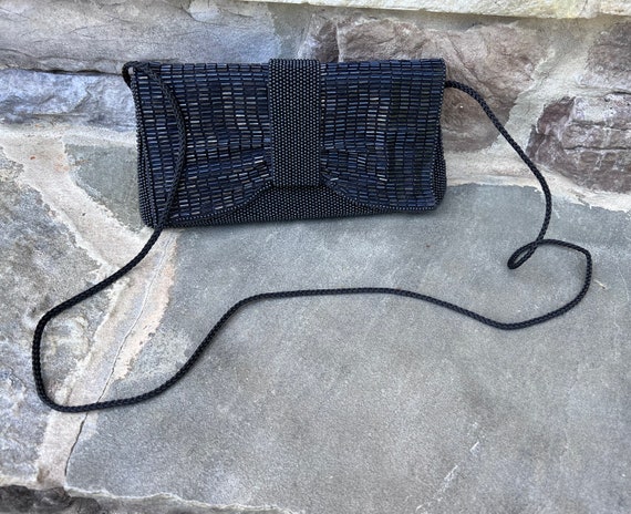 Vintage Hand Beaded Black Evening Bag / by La Reg… - image 5