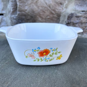 Corning Ware Wildflower Petite Baker / Wildflower Casserole Pan / P-43-B / Made in USA / 1970&#39;s Corning Ware