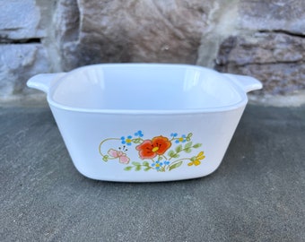 Corning Ware Wildflower Petite Baker / Wildflower Casserole Pan / P-43-B / Made in USA / 1970's Corning Ware