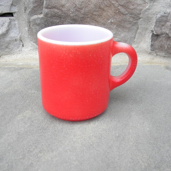 Vintage Red Coffee Mug / 60's Fire King Style Milk Glass Coffee Mug / Rustic / Farmhouse / Country