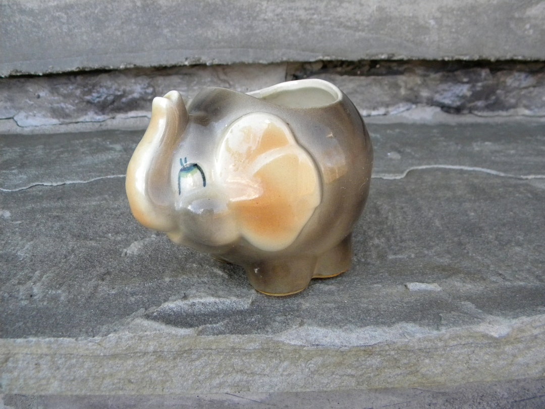 Vintage Baby Elephant Planter / USA Pottery / Nursery Decor / Etsy