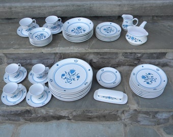 60&#39;s/70&#39;s Noritake Progression China Blue Haven/ Noritake Japan / Blue Flowers / Plates, Bowls, Gravy, Butter Etc./ 9004