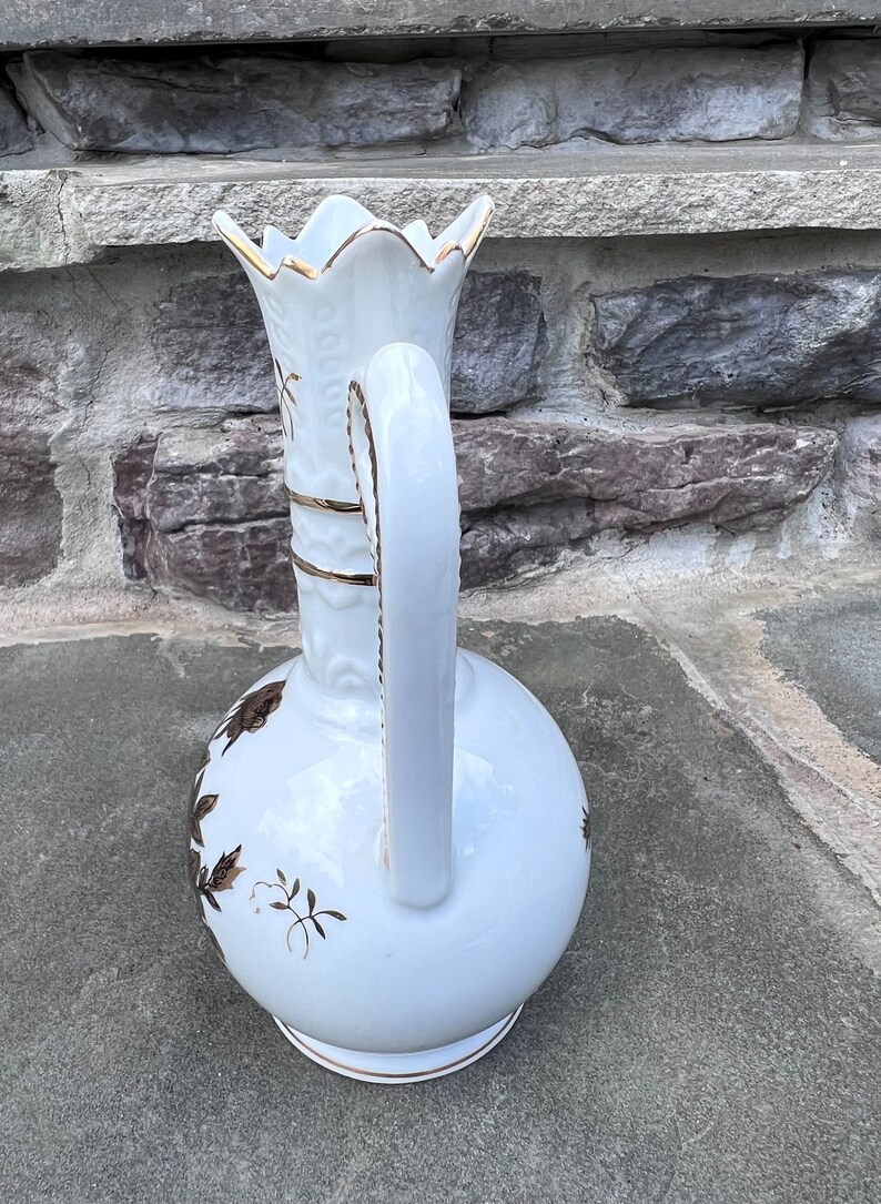 Vintage Porcelain Bud Vase / White With Gold Trim / Hand Painted Vase ...