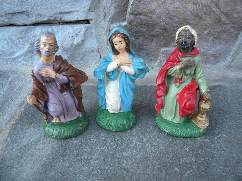 60's Vintage Fontanini Figurines / Mary Joseph Wise Man Etsy