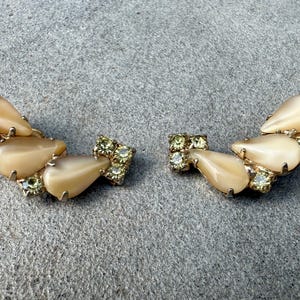 Vintage Stone and Rhinestone Clip on Earrings / Hollywood Glam / Wedding / Formal / 50&#39;s/60&#39;s Clip on Gemstone Earrings