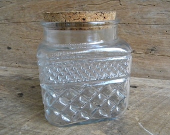 Vintage Anchor Hocking Wexford Square Glass Canister / Vintage Glass Canister / Made in USA